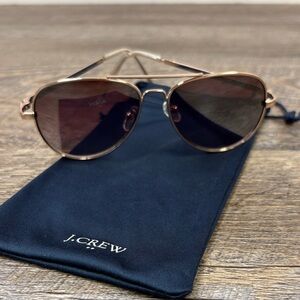 J.Crew Crewcuts Gold Aviator Sunglasses Brown Lenses + Case